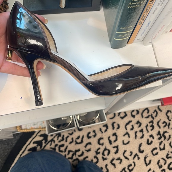 Anne Klein, 6.5, chocolate brown patent leather D’Orsay pointed toe pump, heel, - Picture 3 of 8